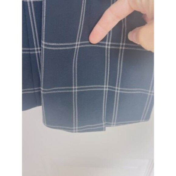 Banana Republic Womens Blazer 0 Navy Blue Grid Machine Washable Bell Sleeves - Picture 5 of 9